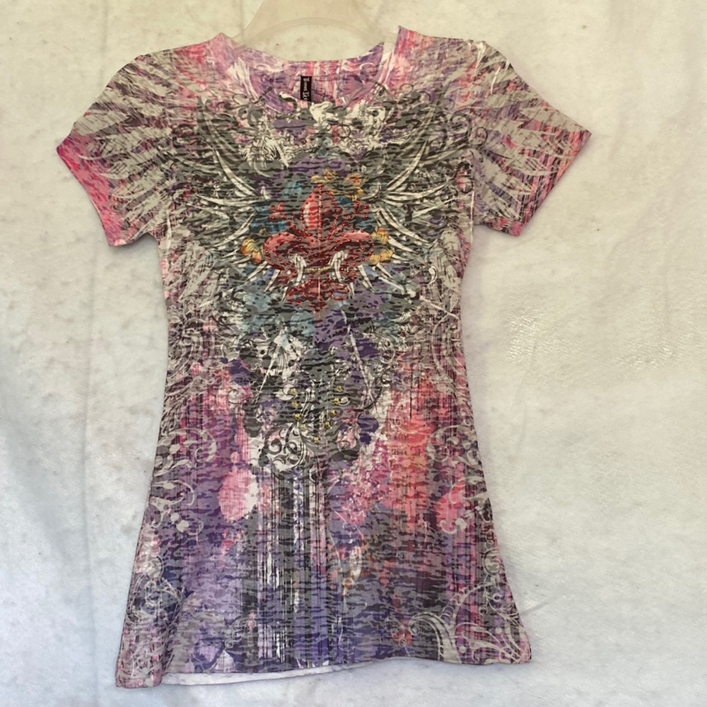 COPY - Multi Color Rhinestone Fleur De Lis T-Shirt